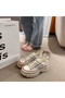 Women's Apricot Denim Platform Sneakers - 5
