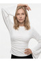 Women's Fabric Ruffle Detail Wide Sleeve Blouse White
