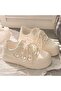 Women's White Heart Sneakers - 7