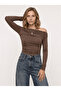 Women's Off-The-Shoulder Gathered Blouse Brown - 2