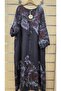 Italian Linen Dress Floral Pattern Long Sleeves