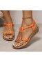 Women's Orange Gemstone Wedge Sandals