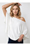 Women's Poncho Soft and Flexible Fabric Off-Shoulder Blouse White