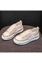 Women's Beige Floral Lace-Up Sneakers