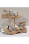 Women's Khaki Sparkle Platform Sandals - 3