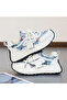 Women's Blue and White Woven Platform Lace-Up Sneakers - 2