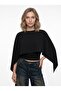 Women's Asymmetrical Poncho Cape Detailed Viscose Blouse Black - 4
