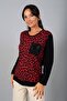 Women's Leopard Patterned Round Neck Long Sleeve Blouse - 2