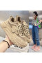 Women's Brown Monogram Platform Lace-Up Sneakers - 8