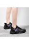 Women's Black Leopard Lace-Up Sneakers - 5