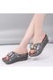Women's Gray Sparkle Block Heel Sandals