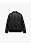 Regular Fit Shirt Collar Zipper Pocket Long Sleeve Classic Faux Leather Jacket - 6