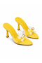 Grace Yellow Transparent Banded Patent Leather Heeled Slippers - 2