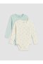 Ecru Printed Baby Girl Snap Button Bodysuit, Pack of 2