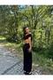 Women's Black Backless Madonna Collar Maxi Dress Yel221540 - 3
