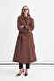 Wide Collar Belted Brown Trench Coat 13820 - 2