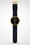 Analog Wrist Watch – Black Minimalist Dial, Gold-Tone Case, Black Textured Silicone Strap & Date Display - 3