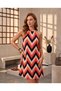 Women's Sleeveless Off Shoulder Halter Neck Detail Patterned Mini Dress - 5