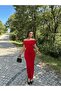 Women's Red Backless Madonna Collar Maxi Dress Yel221540 - 3
