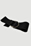 Metal Buckle Tied Faux Suede Belt - Black - 2