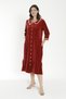Women's Cotton Buttoned Velvet Dress / Copper 3852 - 3
