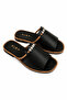 Mela Black Stone Detailed Genuine Leather Slippers - 2
