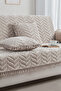 Light Beige Bohemian Sofa Cover with Tassels - Chenille Textured Non-Slip Sofa Throw - Modern Chevron Patterned Cover - 2