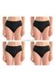Women's 4-Piece Black 90% Cotton Soft Textured Lycra Baton Panties - 3