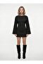Women's wide sleeve back detailed mini dress black - 2