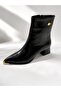 Women's Patent Leather Heeled Boots Black Brown Pointed Toe Thick Heel Stylish Classic Boots - 3