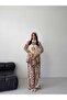 Women's Beige Chokella Fabric Ethnic Patterned Shirt Trousers Set Jen2622 - 2