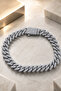 Stone-Encrusted Thin Cuban Chain Bracelet - 2