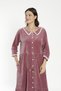 Women's Buttoned Cotton Buttoned Velvet Dress / A. Dried Rose 3852 - 7