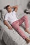 Egyptian Men's Cotton Striped Pajama Set White-Red - 2