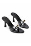 Grace Black Transparent Banded Patent Leather Heeled Slippers - 2