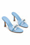 Grace Blue Transparent Banded Patent Leather Heeled Slippers - 2