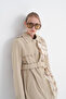 Wide Collar Belted Classic Beige Trench Coat 14208 - 6