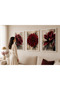 Red Flowers 3 Piece Painting Set, Wall Decoration