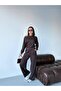 Women's Bitter Brown Oysho Fabric Boat Neck Double Set Elt4006 - 4