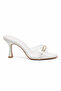 Grace White Transparent Banded Patent Leather Heeled Slippers