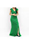 Women's Green V-neck Dress - 2