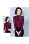 Women's Dark Purple Floral Long Sleeve Blouse - 5