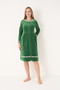 Women's Cotton Velvet Zippered Winter Dress / Green 3979 - 4