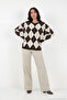 Baklava Patterned Crew Neck Soft Textured Sweater Women's Sweater 4615266 - 3