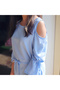 Women's Blue Cold shoulder Dress - 5