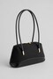 Black Suede Women's Stylish Daily Hand and Shoulder Bag with Metal Accessories and Zipper - 5