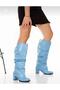 Pusi Bebek Blue Leather Patent Leather Gusseted Cowboy Boots - 8