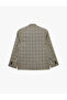 Long Sleeve Pocket Detailed Buttoned Plaid Patterned Double Breasted Collar Blazer Jacket - 2