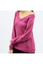 Women's Purple V-Neck Long Sleeve T-Shirt - 4