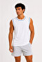 Men's Contrast Ribbed Sleeveless Undershirt Crew Neck Summer Basic Undershirt - White - 3